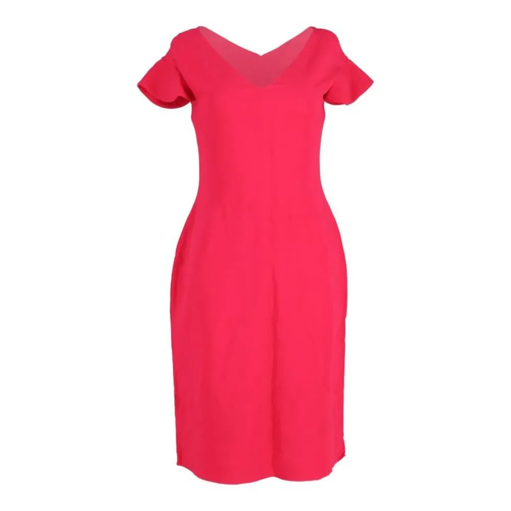 Antonio Berardi V-neck Sheath Dress in Pink Polyester